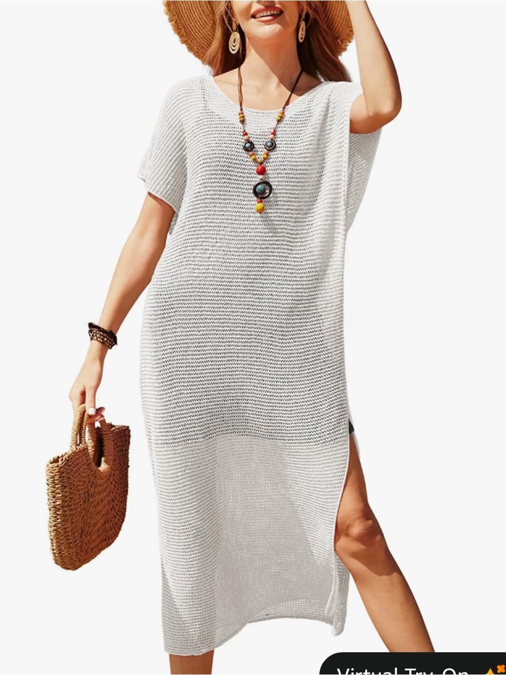 Women's Knit Swim Cover-Up Dress 2 Piece Medium